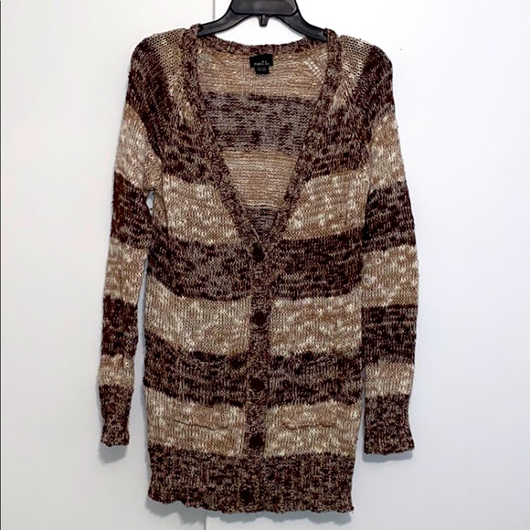 🛍 brown and beige cardigan with buttons was used only twice - Picture 1 of 4